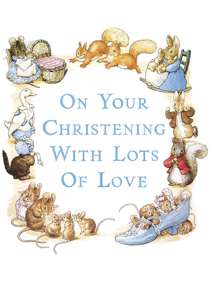 Beatrix Potter On Your Christening Day with Love Boys Greeting Card